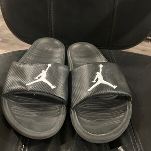 Jordan Black Slide Sandals with White Jumpman Logo